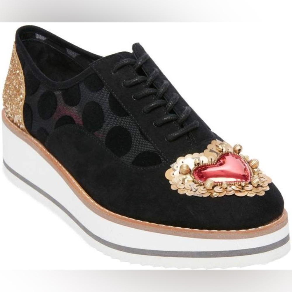 Betsey Johnson Winnie Platform Heart-Toe Sneakers - New in Box